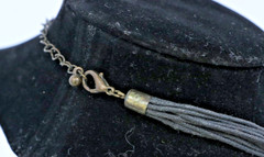 Boho Hammered Brass Tone Statement Necklace Multi Strand Cord Tribal Artisan