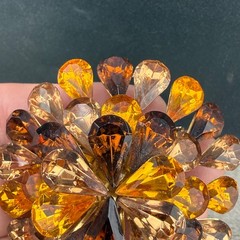 Vintage Rhinestone Brooch Orange Brown Gold Tone Layered Sparkle