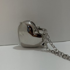 Vintage Juicy Couture silver puffy heart locket necklace