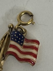 Vintage Monet Enameled Brass American Flag Charm Bracelet