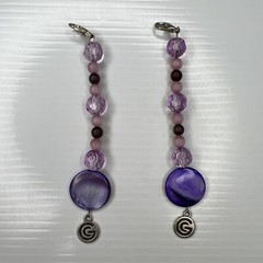 H7 Lot Pink Purple Cats Eye CG Glass Crystals Beaded Boho Hippie Retro Pendants