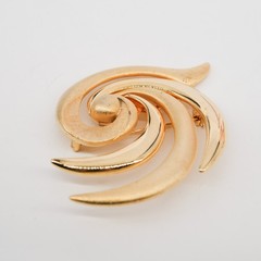 Tona Modernist Swirl Brooch Gold Tone Dual Texture Spiral Pin VTG | 2.5″