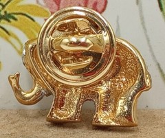 Carol Lee Pearl Elephant Pin Emerald Eye