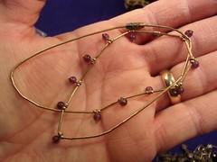 ESTATE FIND – BEAUTIFUL LADIES HANDCRAFTED GOLD FILLED? NECKLACE, AMETHYST BEADS