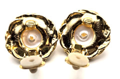 Vintage Estate Clip-On Glam Retro Earrings Faux-Pearl Gold/Silver Tone 1970-90s