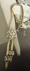 Vintage 1/20 12k GF Paste Rock Crystal Necklace 15 Inch 3.5 Inch Bottom Piece