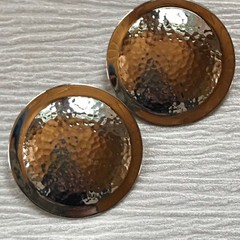 Estate Huge Hammered Silvertone Circle Post Earrings for Pierced Ears – 1 and 5/