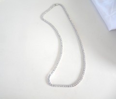 Vintage Sterling Silver 925 Cubic Zirconia Tennis Necklace Fits 18″