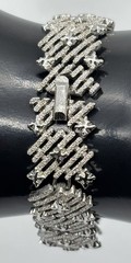 Vintage 1960s Trifari Bracelet Textured Silvertone Metal Links Components Signed