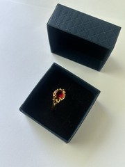 Vintage Red Cubic Zirconia Ring Gold Plated Womens Size 10