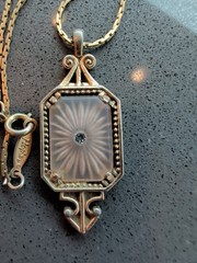 Vintage AVON Frostlight Camphor Glass Victorian Pendant Napier Necklace R148