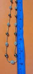 Vintage Gold-Tone Ball Bead and Rhinestone Pave Station Necklace 16″