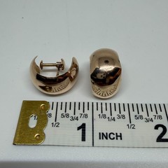 Vintage 18K Yellow Gold Wide Huggie Hoop Screw Back Earrings 3.22g 18MM x 10MM