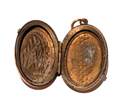 Victorian Basse Taille Enamel Cattails Locket Pendant Sentimental Mourning c1880