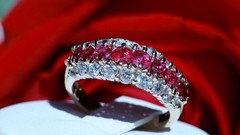 14k yellow gold 1.50ct natural diamond size 6.75 ring ruby band heated 4.95gr