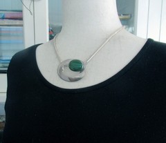 STUDIO ARTIST S.E. STERLING MODERNIST PENDANT BROOCH NECKLACE, 2 INCHES PENDANT