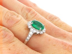 Antique 1.87Ct Zambian Emerald and 0.68Ct Diamond Platinum Dress Ring Circa 1935
