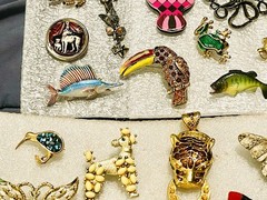 Huge Lot Different Vintage Animals Bugs Pins Necklaces Bracelet Lot
