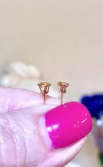 Beautiful Vintage 10 Kt. Yellow Gold Faceted Round Golden Citrine Stud Earrings