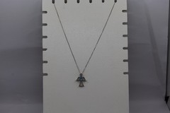 Blue and White Topaz Angel Pendant Necklace Sterling Silver