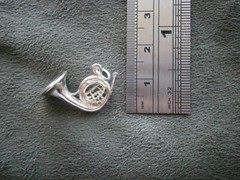 French Horn Vintage Sterling Silver Charm Pendant 2.3g