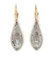 Women Art Deco Drop Dangle Earrings 14K White Gold Over 2.4 Ct Simulated Diamond