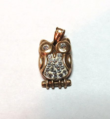 VINTAGE CHARM PENDANT STERLING SILVER OWL WITH STONES 17MM….