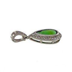 Fine 1.03ct Green Tourmaline Diamond 18k White Gold Pendant Enhancer