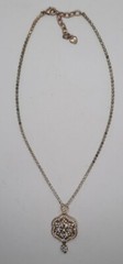 Vintage Signed Carol Lee Rhinestone Flower Pendant Necklace