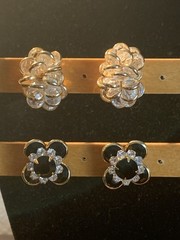 Lot Of Two Pairs Of Crystal & Goldtone Pierced Earrings 1/2 to 3/4 Inch Long