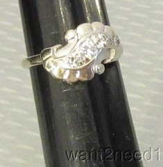 estate 14K White Gold Diamond Ring 50s MCM Swirl Natural 5-Stone .25ct size 7.5