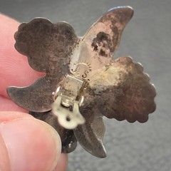 Vintage Mid-Century Taxco Mexican Sterling Silver Orchid Flower Clip-On Earrings
