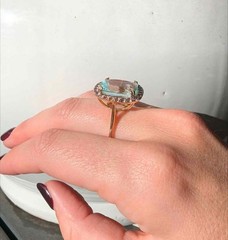 Aquamarine 11.06ct, Topaz 1.59ct & 14ct Yellow Gold Ring Valuation Cert. $15,527