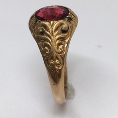 Vintage Antique Victorian Garnet Ring 10K Yellow Gold Hallmarked Size 11.25