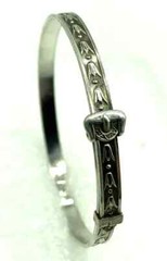 H.S.Ltd Tulip Repousse Sterling Silver Child Expandable Bangle Bracelet Vintage