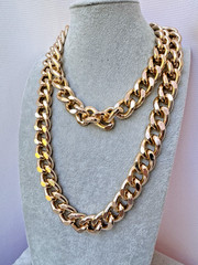 1980s 1990s VTG long or double Gold Chunky Chain Halloween brutalist Necklace