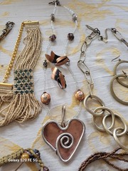 Vintage Mixed Stone Material Curated Jewelry Lot Picasso Jasper Bronze Copper A+
