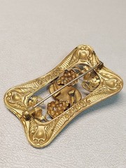 ANTIQUE ART NOUVEAU DECO Grape NEIGER CZECH GLASS JEWEL SASH PIN BROOCH7.5*4.5cm
