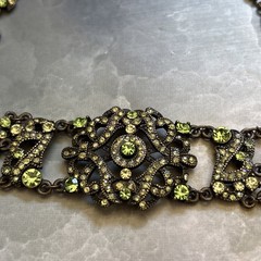 VTG VCLM Rhinestone Statement Choker Necklace Intricate Gatsby Victorian Revival