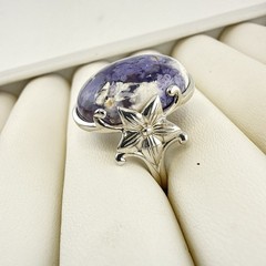 JTV Ring Sterling Silver Purple Stone Floral Flower Oval 925 Size 9 BBJ
