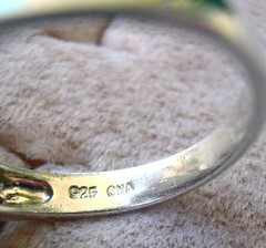 Vintage Ladies Sterling & 5 Blue Topaz Ring size 7 Signed C N A