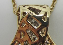 14K Yellow Gold-White Gold Vintage Diamond Pendant and 16″ Rope Chain – LB0808