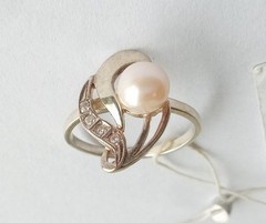 Vintage Beautiful Ring with pearl Sterling Silver 925 test Women Jewelry siz 8.5