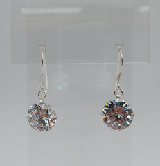 VTG 925 Lead Crystal 1in Drop Earrings Sterling Silver 2gtw Brilliant Faceted