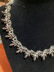 Lisner Vintage Necklace Signed Choker Leaf Silver Tone Adjustable Jewelry
