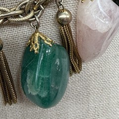 Vintage Necklace Dangle Gemstones Chain Tassels Gold Tone 17 Inches READ