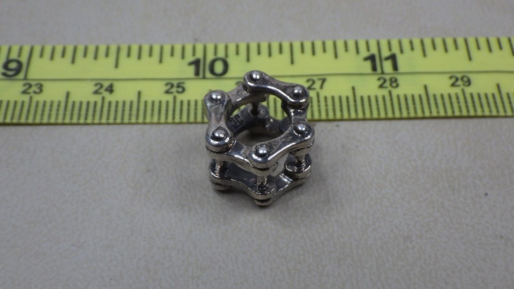 Vintage Sterling Silver .925 Bike Chain Style Bead Punk Steampunk Alternative
