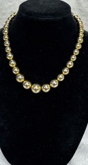 Vintage Gold Tone Graduated Bead Ball Necklace Strung On Chain 19”