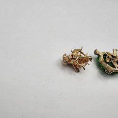 Vintage Brooch Set Turtle & Fly Bee Bug Pins Enamel Animal Rhinestone Gold Toned