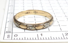 Antique Art Deco 14K 18K Yellow Gold Engraved Wedding Band Ring Size 5 UK-J1/2